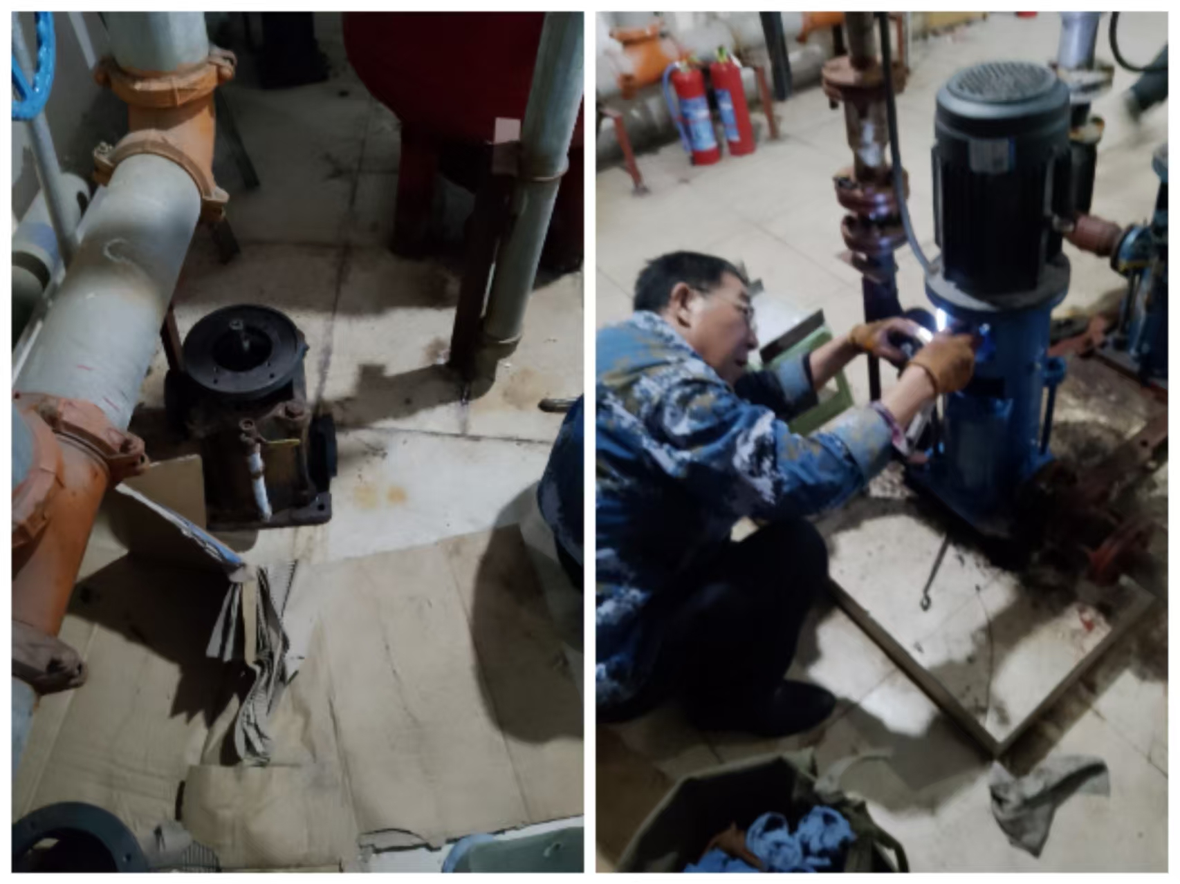泵房现场更换安装水泵